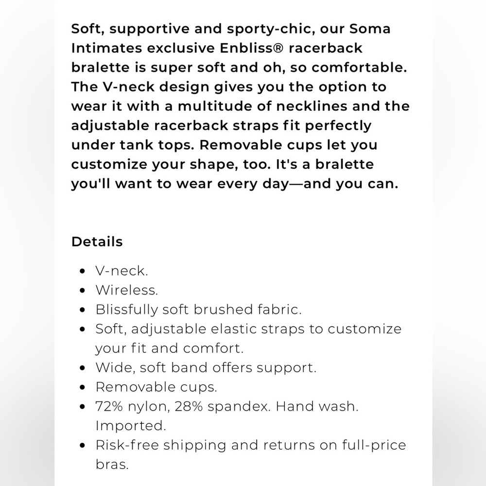 NWT Soma Soft Supportive Sporty Chic Bra
Size Large - Picture 4 of 4
